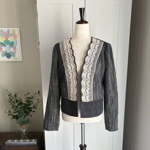 Tabitha Elegant Black Tweed  Wool Blend Blazer